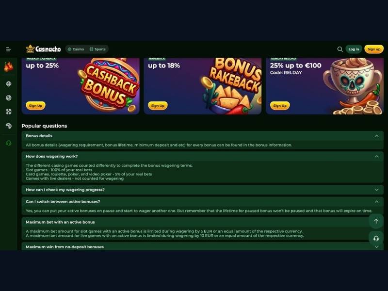 Bono de bienvenida y torneos en Casinacho Casino Nacho Casino — pueden coexistir